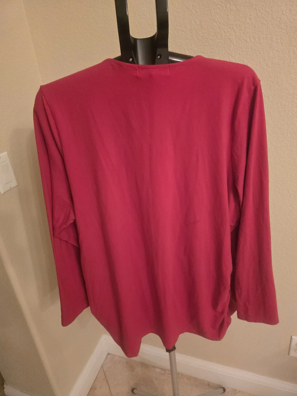Michael Kors Red Wrap-Front Long Sleeve Top